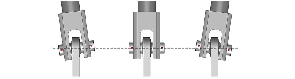 Spherical Bearings allow for flexing and keeping cylinders straight - unique Schweiss feature